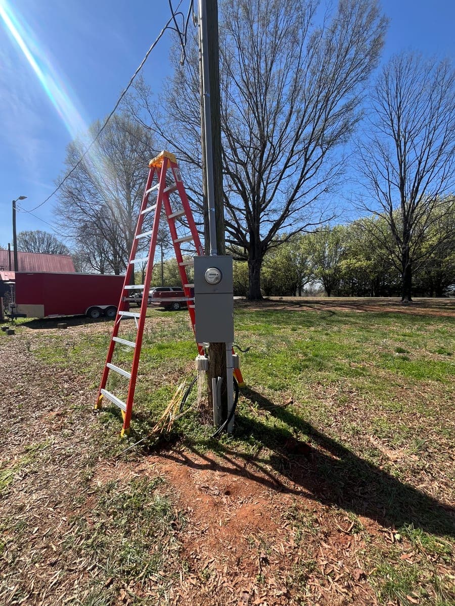 Outdoor utility service area prepared for residential electrical work