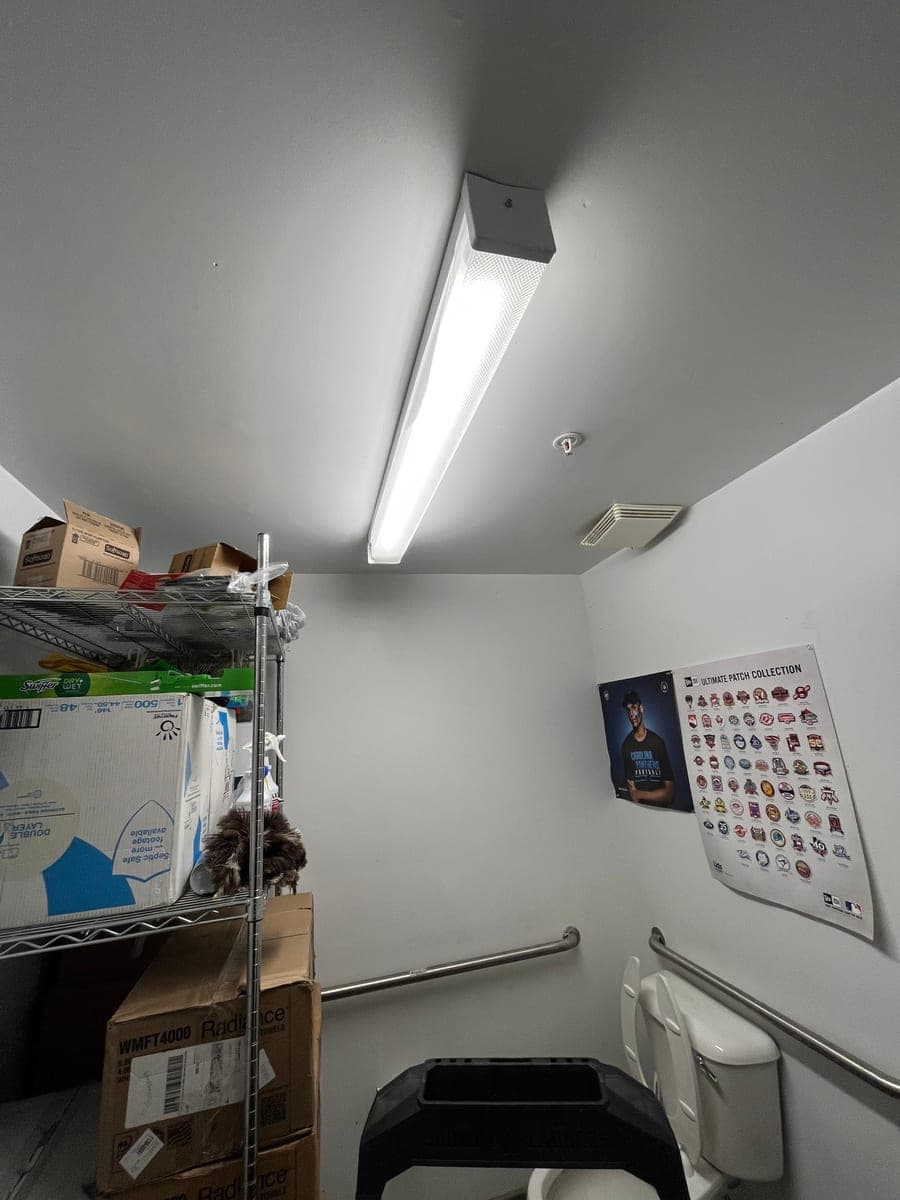Bright interior shop or garage lighting installation